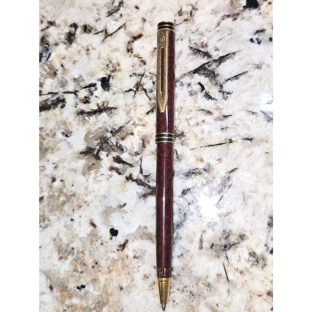 Waterman HARMONIE Brown Marble Ball Point Pen Blue Ink click style Retractable